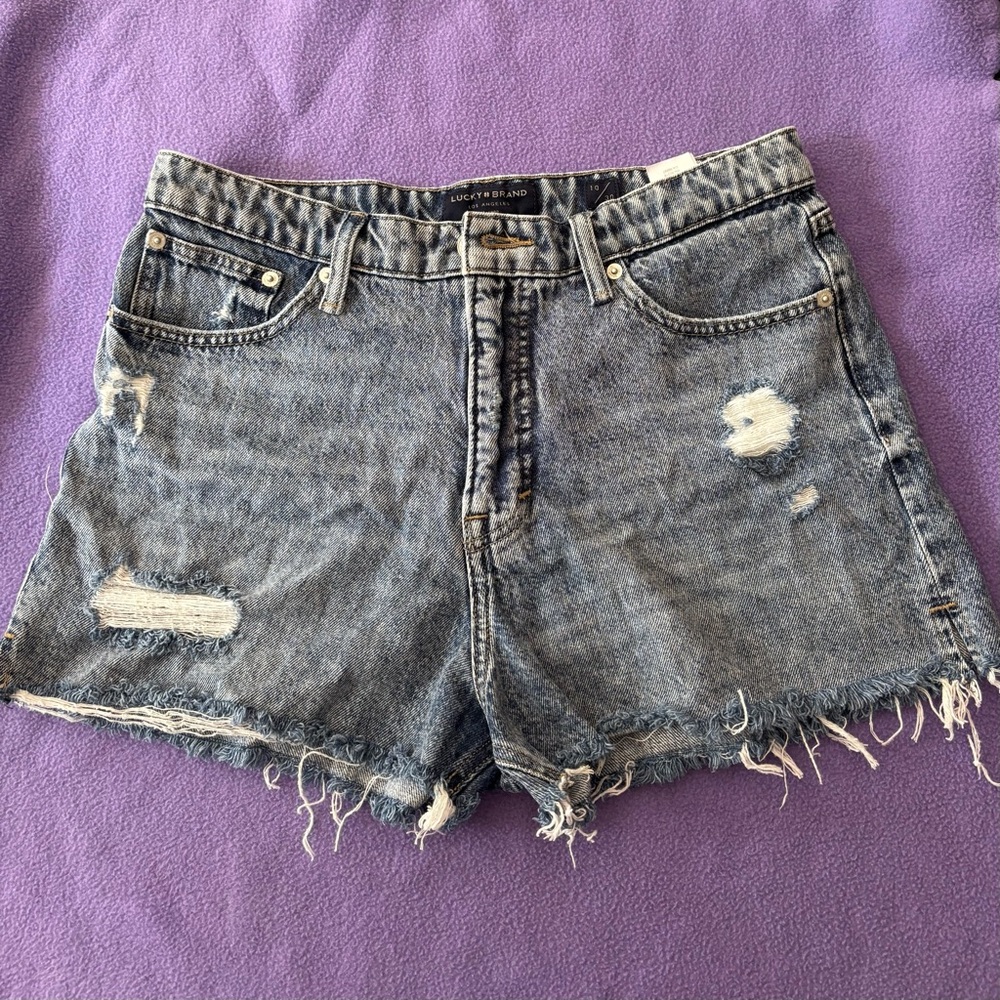 Lucky Brand Denim Jean Shorts Distressed size 10